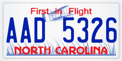 NC license plate AAD5326