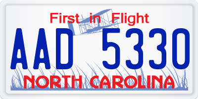 NC license plate AAD5330