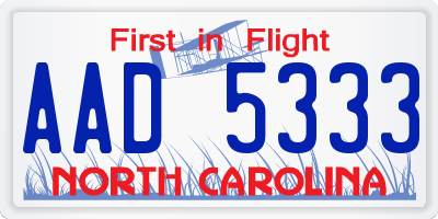 NC license plate AAD5333