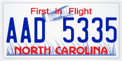 NC license plate AAD5335