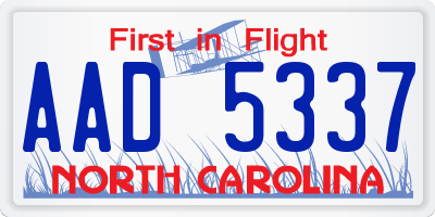 NC license plate AAD5337