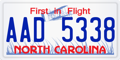 NC license plate AAD5338