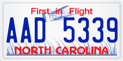 NC license plate AAD5339