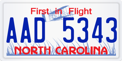 NC license plate AAD5343