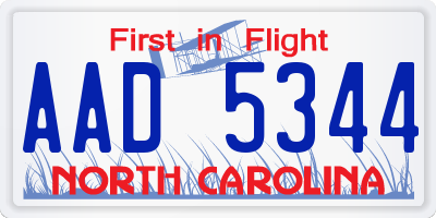 NC license plate AAD5344