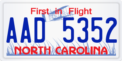 NC license plate AAD5352