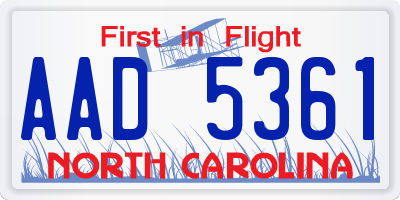 NC license plate AAD5361