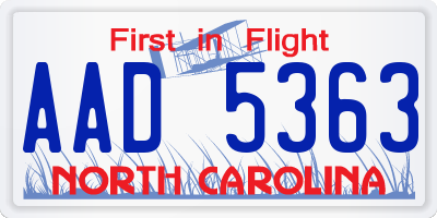 NC license plate AAD5363