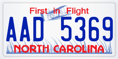 NC license plate AAD5369