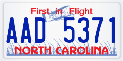 NC license plate AAD5371