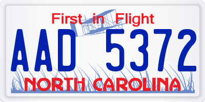 NC license plate AAD5372