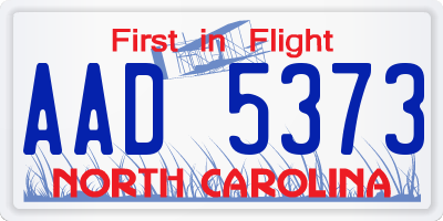 NC license plate AAD5373
