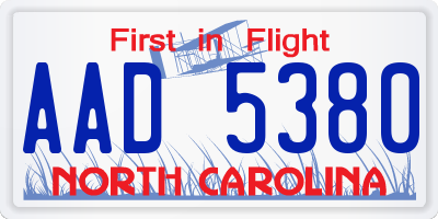 NC license plate AAD5380