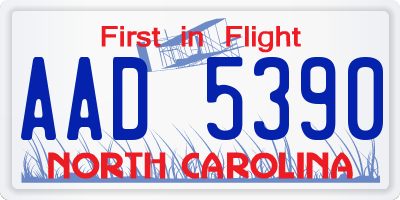NC license plate AAD5390
