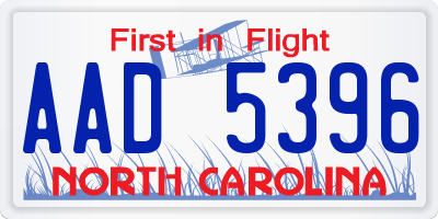 NC license plate AAD5396