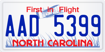 NC license plate AAD5399