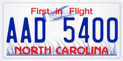 NC license plate AAD5400