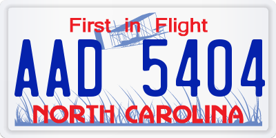 NC license plate AAD5404