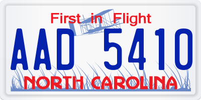 NC license plate AAD5410