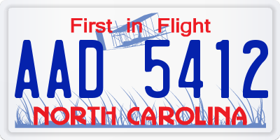 NC license plate AAD5412