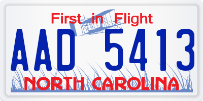 NC license plate AAD5413