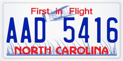 NC license plate AAD5416