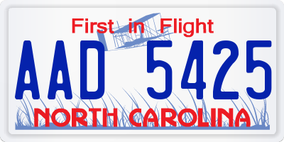NC license plate AAD5425