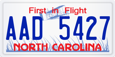 NC license plate AAD5427
