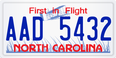 NC license plate AAD5432