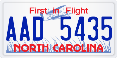 NC license plate AAD5435