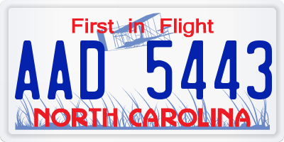 NC license plate AAD5443