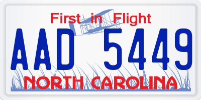 NC license plate AAD5449