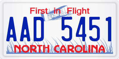 NC license plate AAD5451