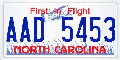 NC license plate AAD5453
