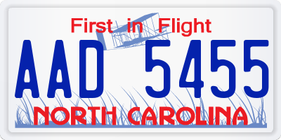 NC license plate AAD5455