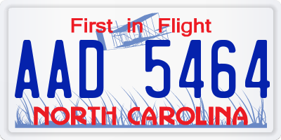 NC license plate AAD5464