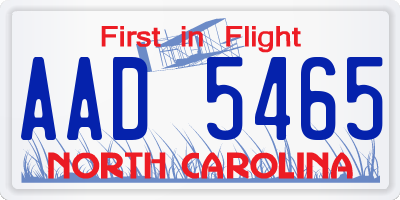 NC license plate AAD5465