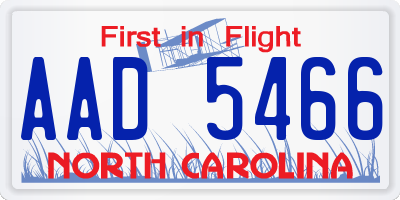 NC license plate AAD5466