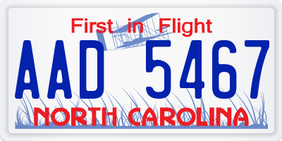 NC license plate AAD5467