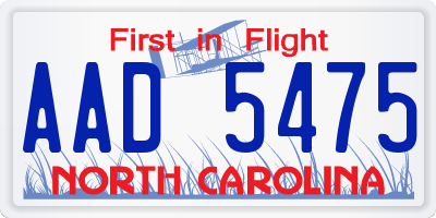 NC license plate AAD5475