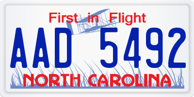 NC license plate AAD5492