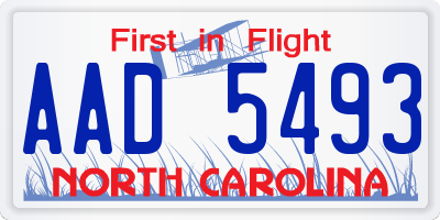 NC license plate AAD5493