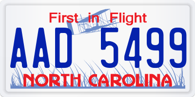 NC license plate AAD5499