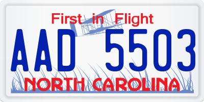 NC license plate AAD5503