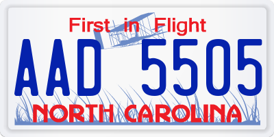 NC license plate AAD5505