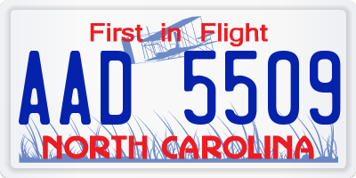 NC license plate AAD5509