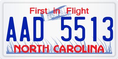 NC license plate AAD5513