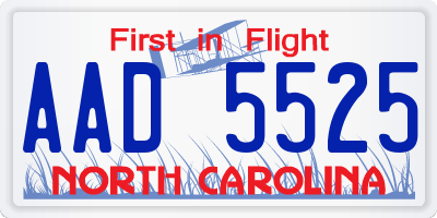 NC license plate AAD5525