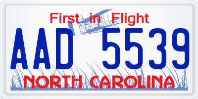 NC license plate AAD5539