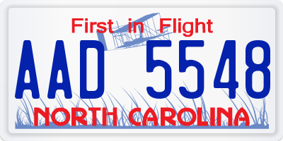 NC license plate AAD5548